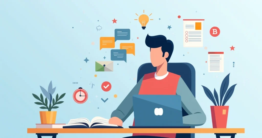 Ilustração corporativa flat de estudante estudando com técnicas de aprendizado e métodos como Pomodoro e mapas mentais